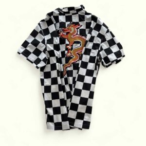 Camisa a cuadros con estampado dragón