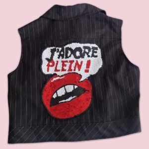 Chaleco a rayas con aplicación J'adore plein